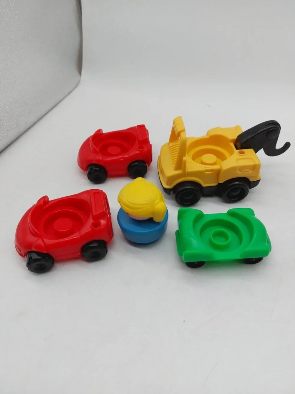 Fisher Price Vintage Chunky Little People 1 Girl Figure 4 Cars Lot Of 5